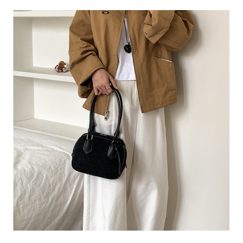 恰到好處“描述今天｜LF122｜復古磨砂高級吊牌手提吐司包 波士頓包 手提包 韓國腋下包 大容量肩背包 小方包-細節圖3