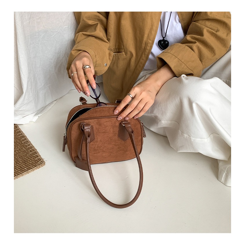 恰到好處“描述今天｜LF122｜復古磨砂高級吊牌手提吐司包 波士頓包 手提包 韓國腋下包 大容量肩背包 小方包-細節圖4