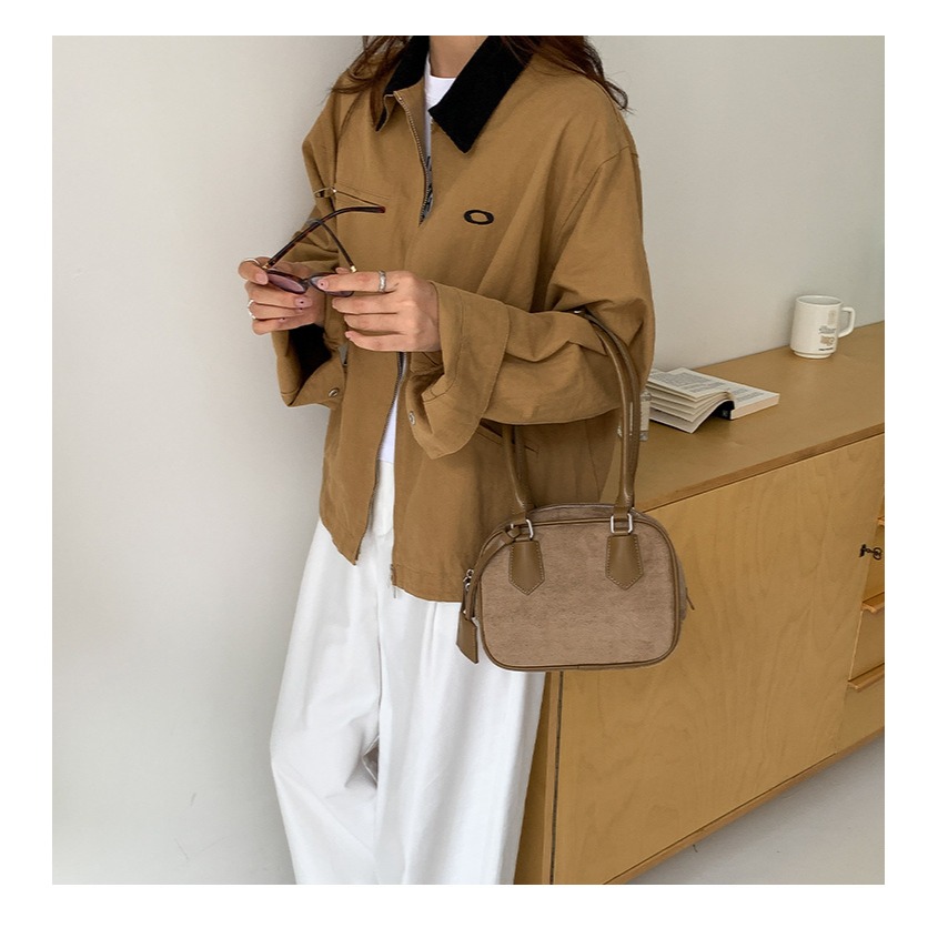 恰到好處“描述今天｜LF122｜復古磨砂高級吊牌手提吐司包 波士頓包 手提包 韓國腋下包 大容量肩背包 小方包-細節圖5