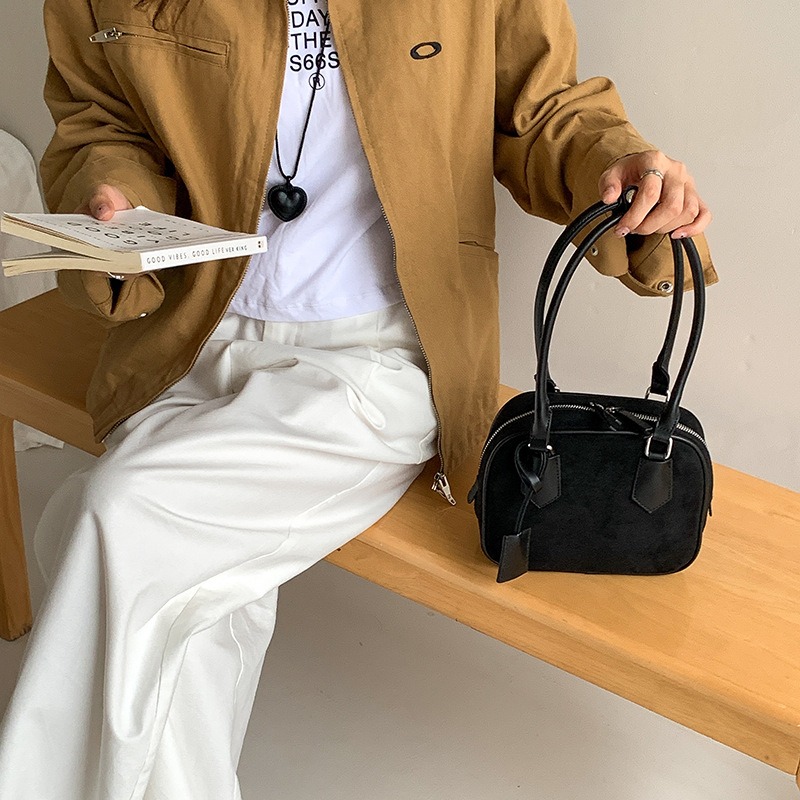 恰到好處“描述今天｜LF122｜復古磨砂高級吊牌手提吐司包 波士頓包 手提包 韓國腋下包 大容量肩背包 小方包-細節圖6