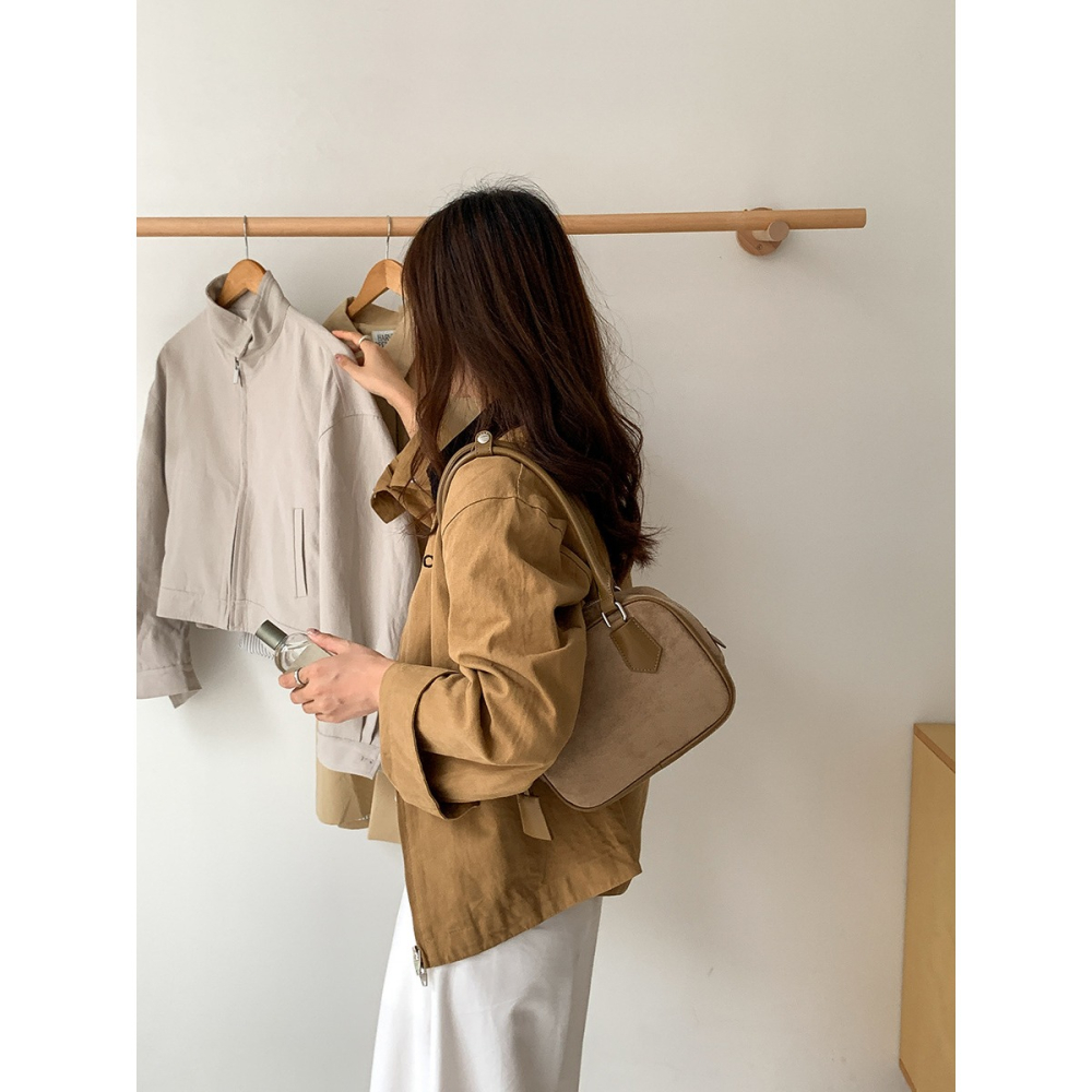 恰到好處“描述今天｜LF122｜復古磨砂高級吊牌手提吐司包 波士頓包 手提包 韓國腋下包 大容量肩背包 小方包-細節圖8