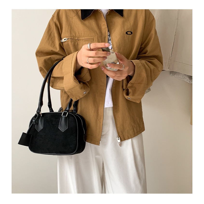 恰到好處“描述今天｜LF122｜復古磨砂高級吊牌手提吐司包 波士頓包 手提包 韓國腋下包 大容量肩背包 小方包-細節圖10