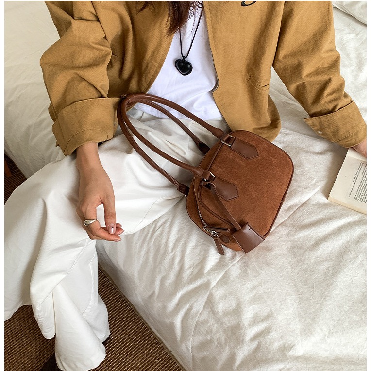 恰到好處“描述今天｜LF122｜復古磨砂高級吊牌手提吐司包 波士頓包 手提包 韓國腋下包 大容量肩背包 小方包-細節圖11