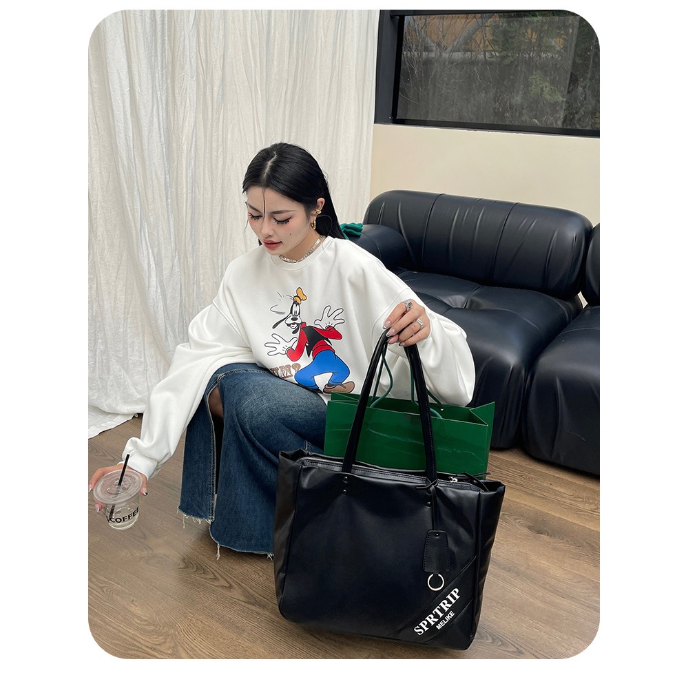 韓國代購～🐧🐧『9139#』軟皮極簡超大容量托特包 單肩包 腋下包 肩背包 大容量包包 手提包 托特包-細節圖5