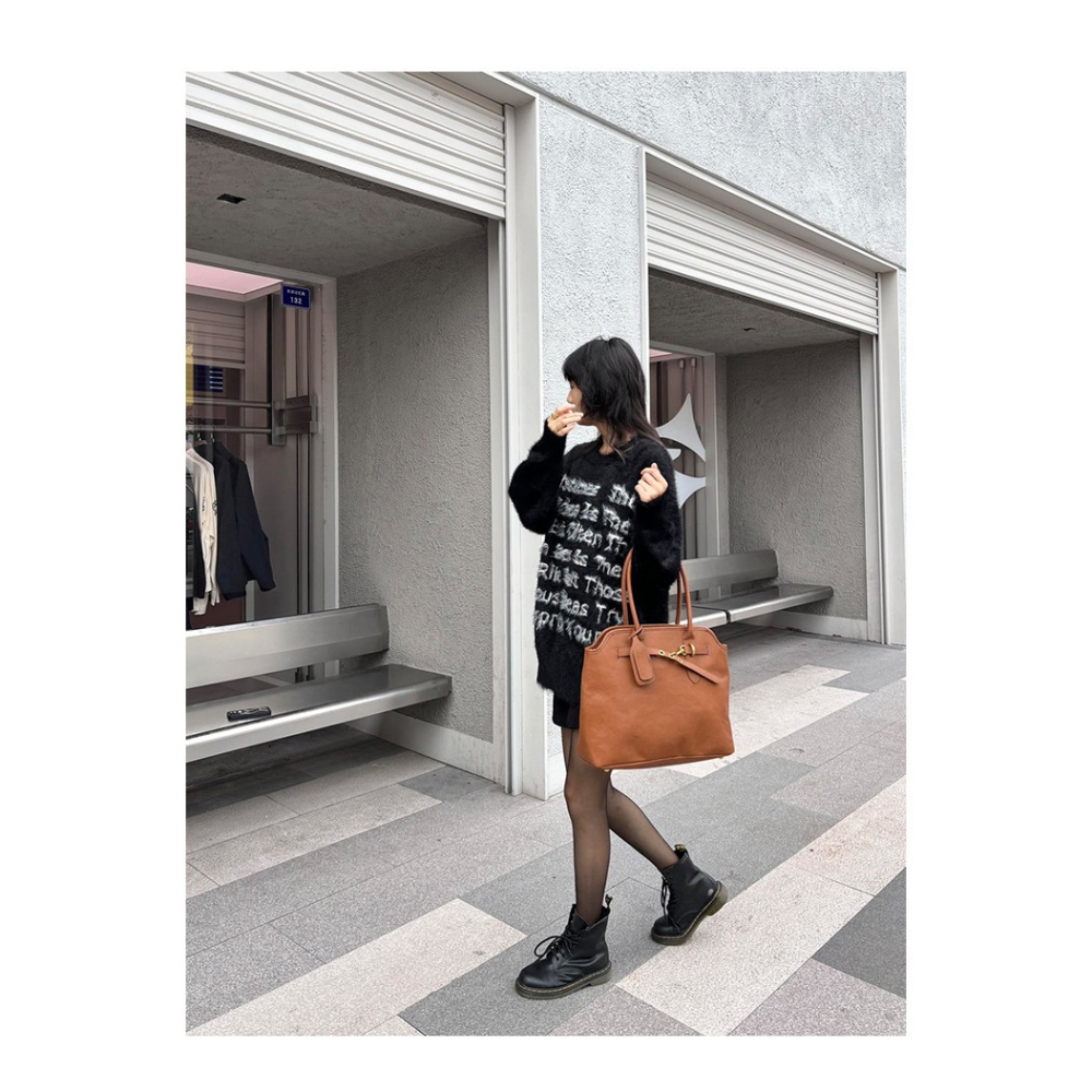 質感爆表🍂大容量不錯過『607#』文藝復古時髦大容量腋下托特包 單肩包 腋下包 手提包 單肩手提包 通勤包-細節圖4