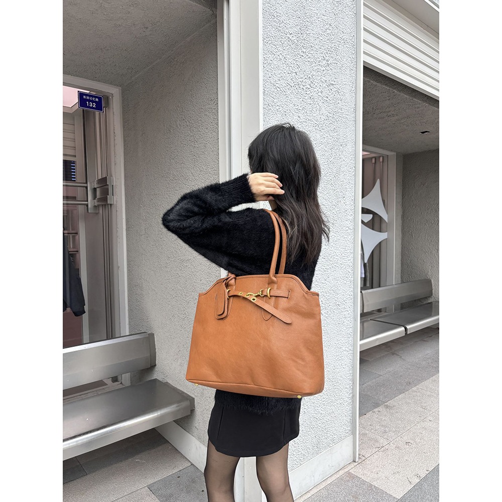 質感爆表🍂大容量不錯過『607#』文藝復古時髦大容量腋下托特包 單肩包 腋下包 手提包 單肩手提包 通勤包-細節圖5