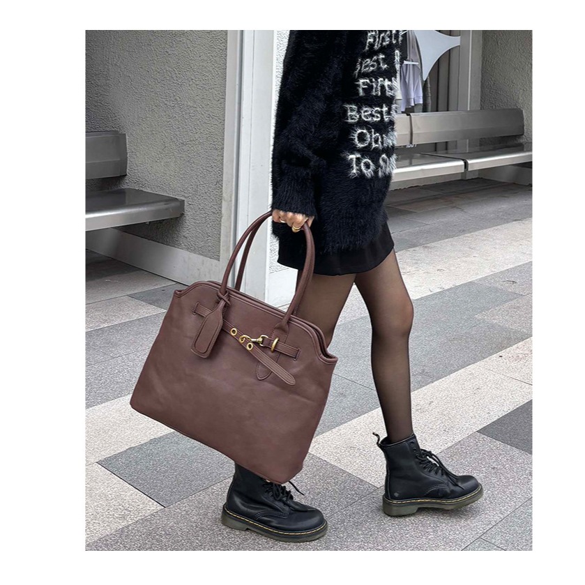 質感爆表🍂大容量不錯過『607#』文藝復古時髦大容量腋下托特包 單肩包 腋下包 手提包 單肩手提包 通勤包-細節圖8