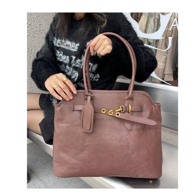 質感爆表🍂大容量不錯過『607#』文藝復古時髦大容量腋下托特包 單肩包 腋下包 手提包 單肩手提包 通勤包-細節圖9