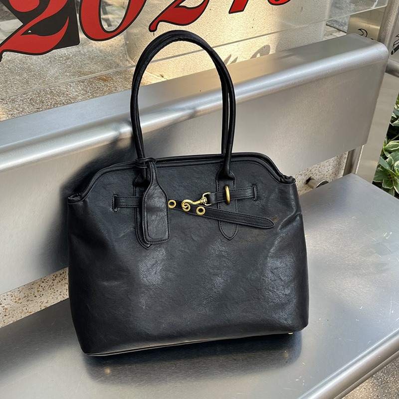 質感爆表🍂大容量不錯過『607#』文藝復古時髦大容量腋下托特包 單肩包 腋下包 手提包 單肩手提包 通勤包-規格圖9