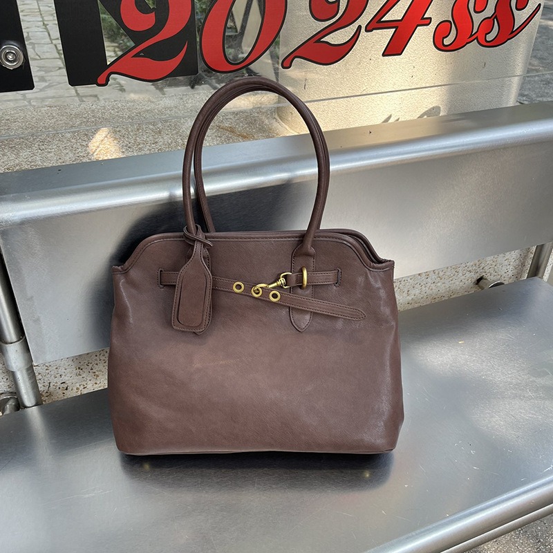 質感爆表🍂大容量不錯過『607#』文藝復古時髦大容量腋下托特包 單肩包 腋下包 手提包 單肩手提包 通勤包-規格圖9