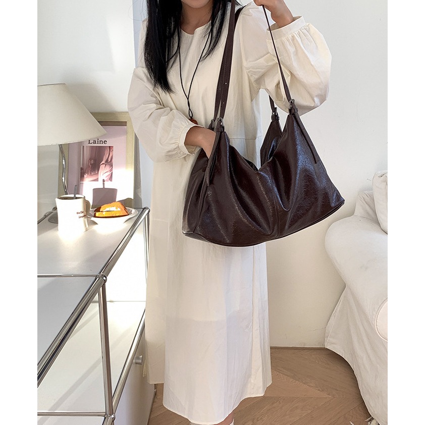 有2種材質⟕雙根肩帶『ZZ3316』高級軟皮麂皮絨質可調雙肩帶托特包 腋下包 斜跨包 側背包 單肩包 大容量-細節圖5