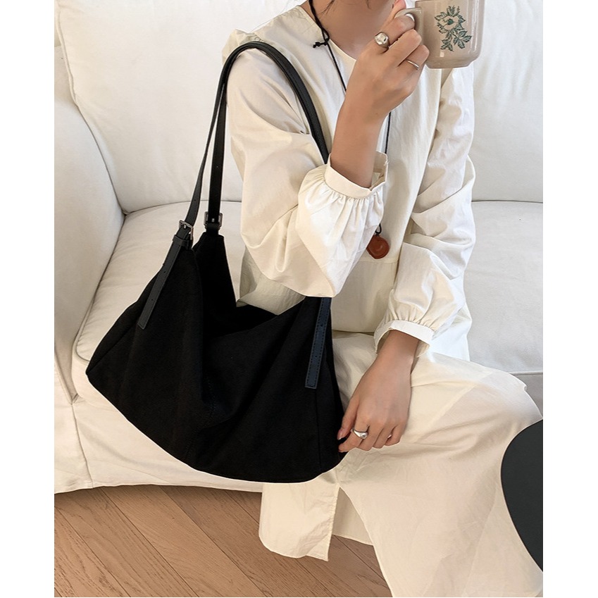 有2種材質⟕雙根肩帶『ZZ3316』高級軟皮麂皮絨質可調雙肩帶托特包 腋下包 斜跨包 側背包 單肩包 大容量-細節圖6