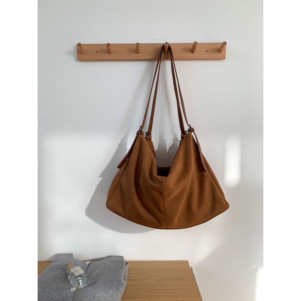 有2種材質⟕雙根肩帶『ZZ3316』高級軟皮麂皮絨質可調雙肩帶托特包 腋下包 斜跨包 側背包 單肩包 大容量-規格圖11