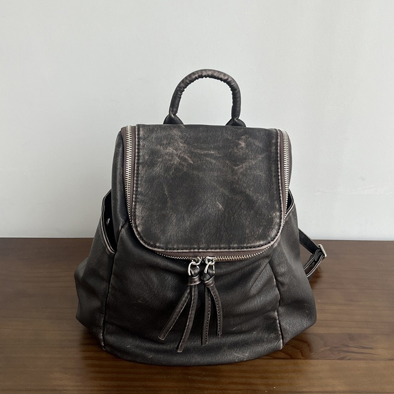 時髦出街⧔洗水復古好好看『616#』文藝感高級做舊雙肩包 後背包 韓國雙肩包 通勤包 背包 大容量後背包-規格圖11