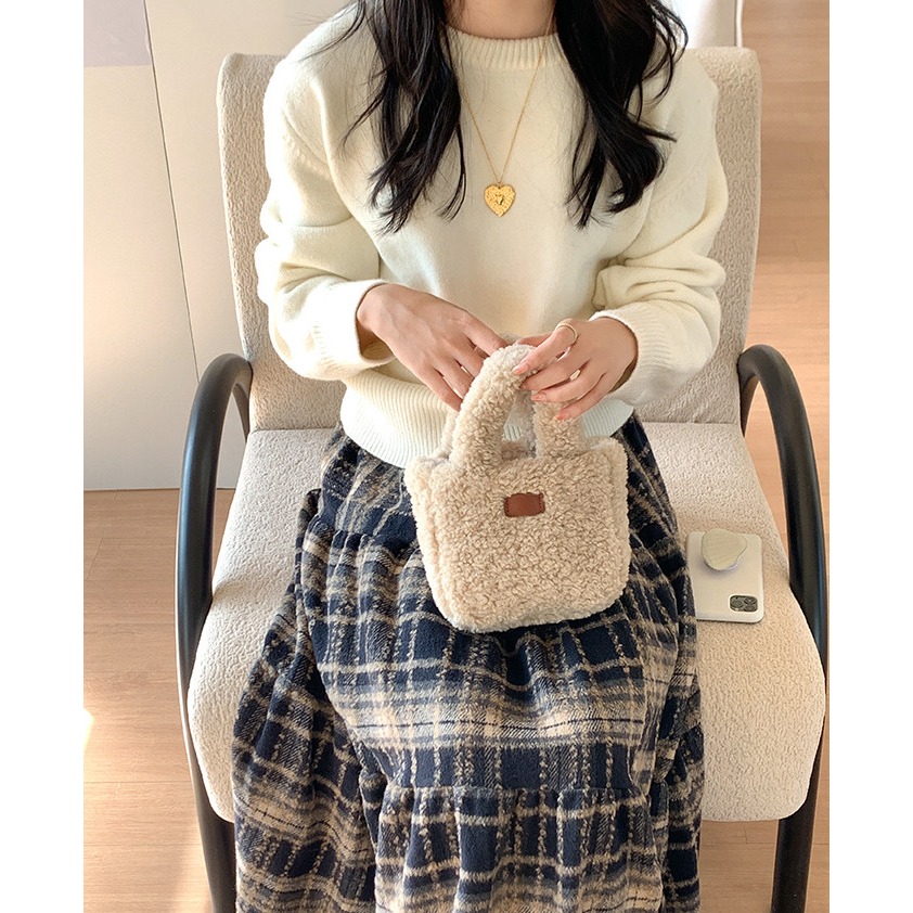 澎澎的♡毛茸茸『U70035』秋冬羊羔絨可愛手提/斜挎方包 小方包 手提包 單肩包 肩背包 毛絨包-細節圖2