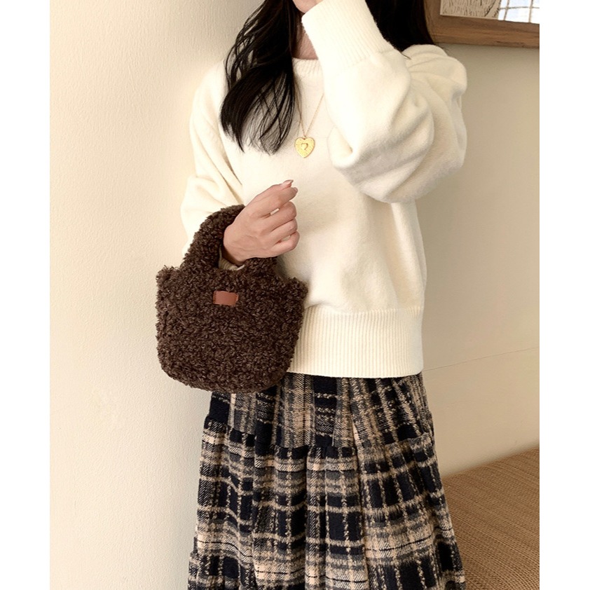 澎澎的♡毛茸茸『U70035』秋冬羊羔絨可愛手提/斜挎方包 小方包 手提包 單肩包 肩背包 毛絨包-細節圖4