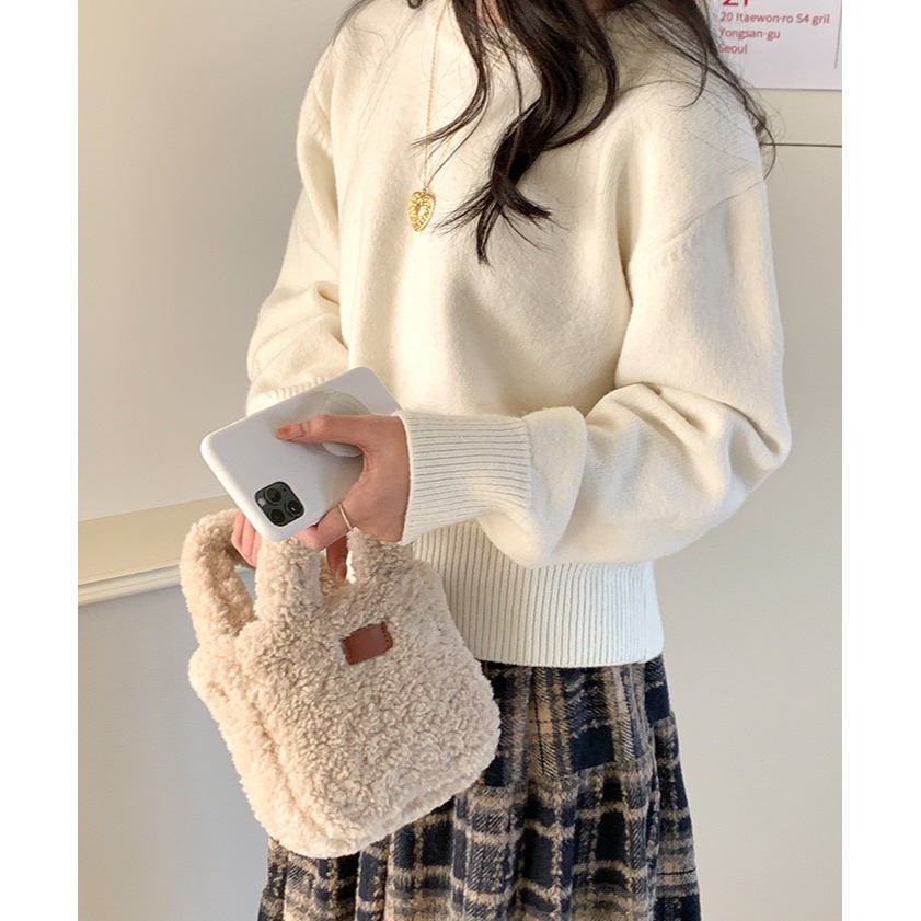 澎澎的♡毛茸茸『U70035』秋冬羊羔絨可愛手提/斜挎方包 小方包 手提包 單肩包 肩背包 毛絨包-細節圖11