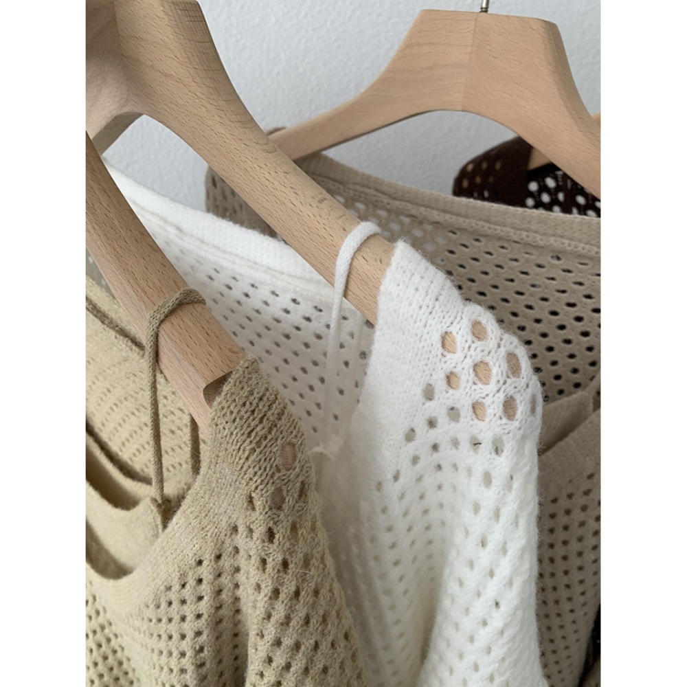 5163:: 早秋吊帶修身針織打底＋縷空休閒長袖毛衣兩件套-細節圖2