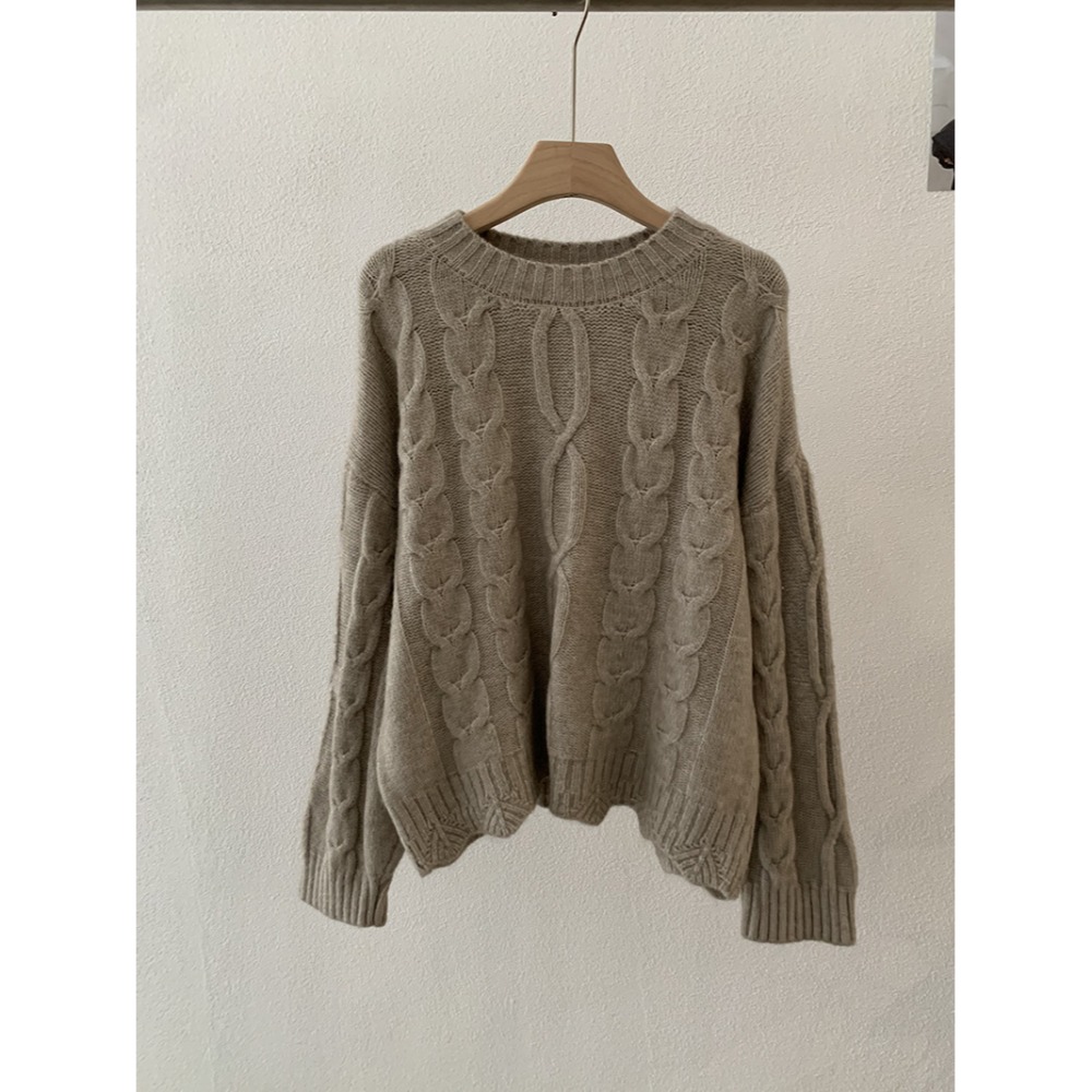 5167:: 麻花園領羊駝絨柔軟針織毛衣 麻花毛衣 針織衫-規格圖11