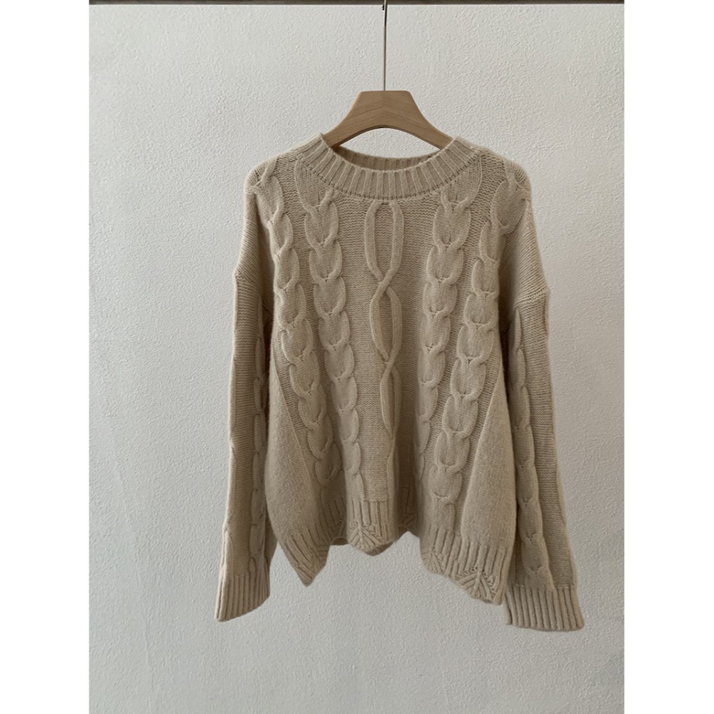 5167:: 麻花園領羊駝絨柔軟針織毛衣 麻花毛衣 針織衫-規格圖11