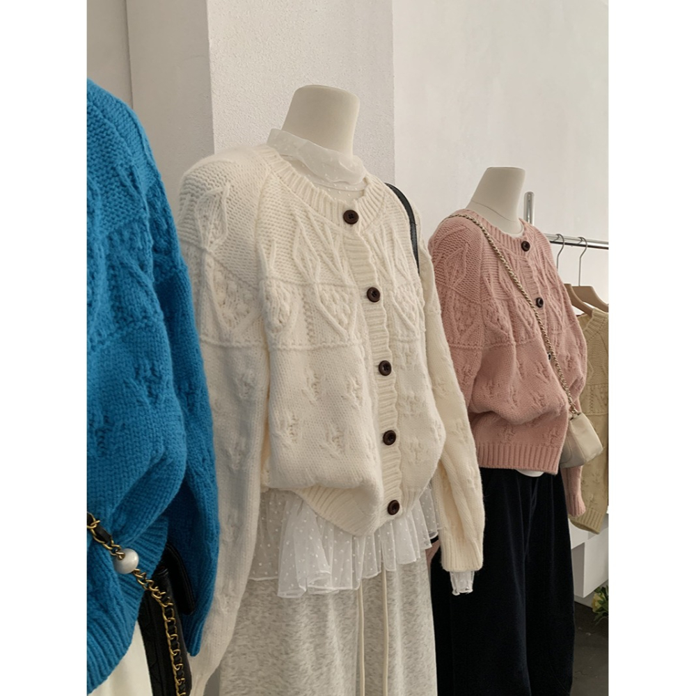 5175＂ 復古粗線鉤花縷空設計保暖針織毛衣-細節圖4