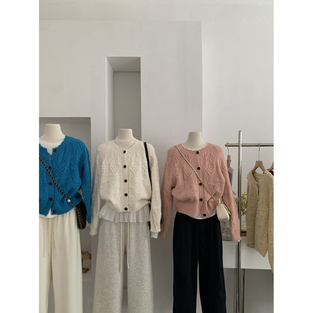 5175＂ 復古粗線鉤花縷空設計保暖針織毛衣-細節圖5