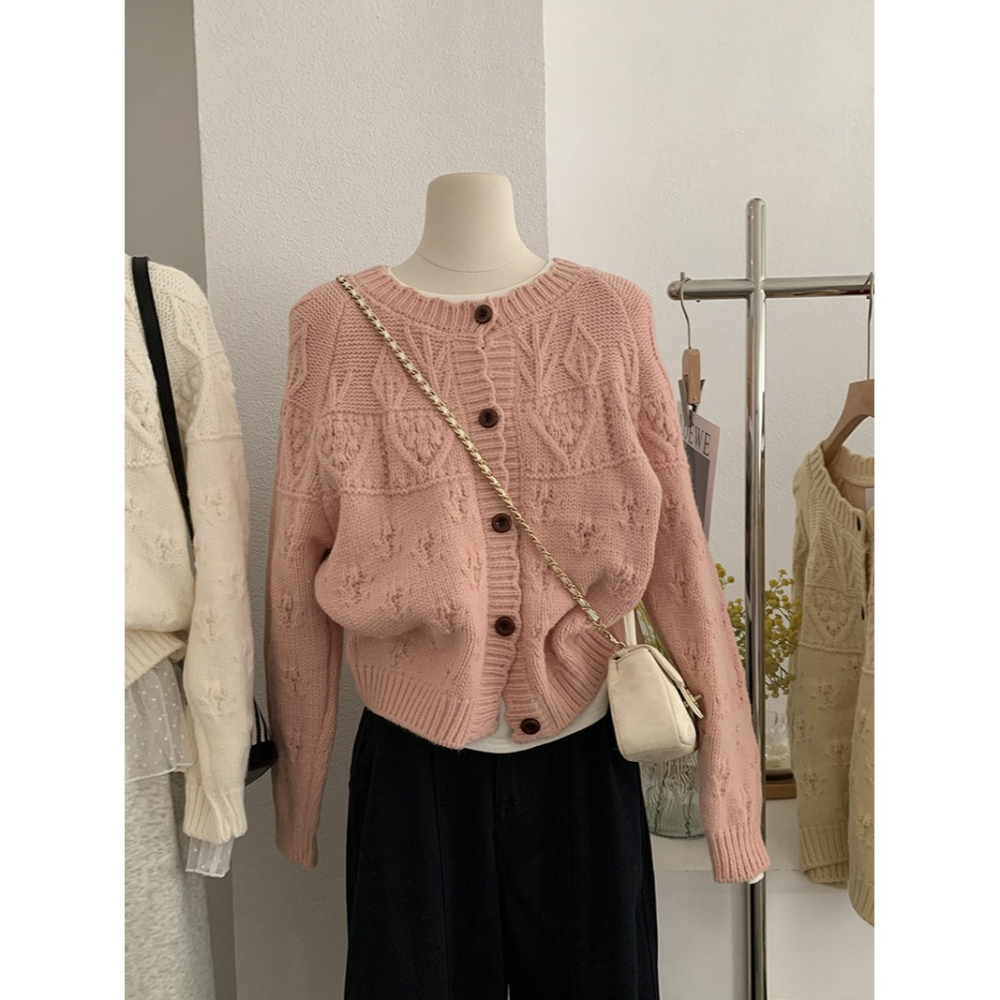 5175＂ 復古粗線鉤花縷空設計保暖針織毛衣-細節圖6