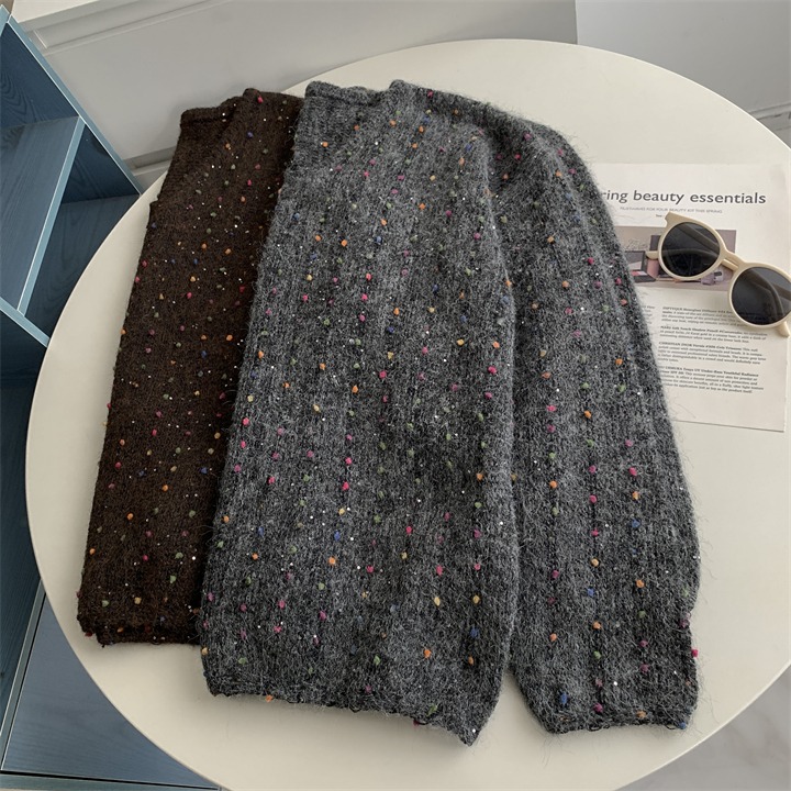 妥妥美到心坎 2577＂＂ 輕鬆懶惰氛圍感彩豆亮片針織毛衣-細節圖2