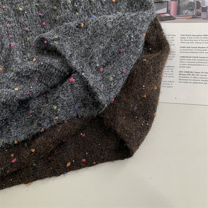 妥妥美到心坎 2577＂＂ 輕鬆懶惰氛圍感彩豆亮片針織毛衣-細節圖6