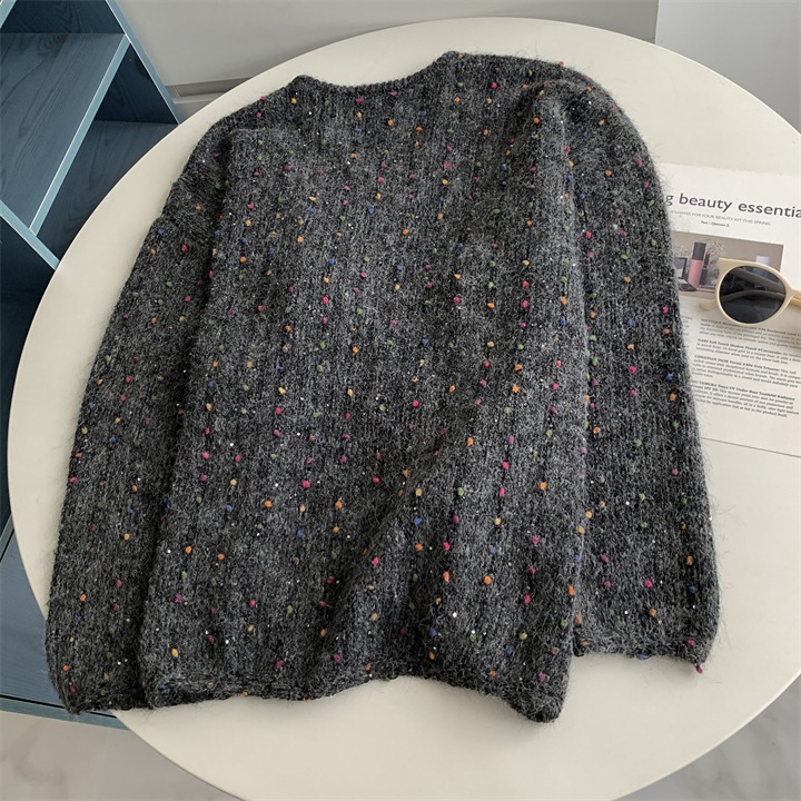 妥妥美到心坎 2577＂＂ 輕鬆懶惰氛圍感彩豆亮片針織毛衣-細節圖9
