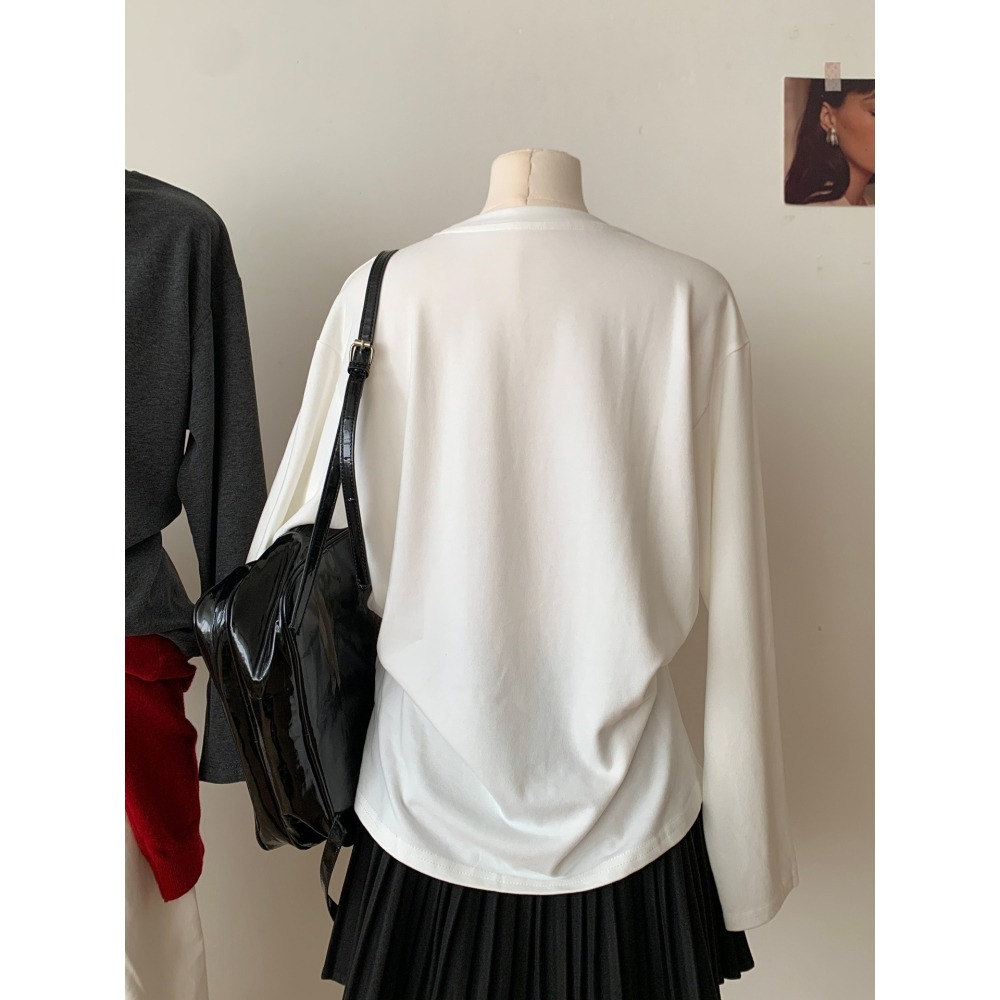 101616:: 狗狗印花磨毛休閒百搭打底上衣-細節圖7