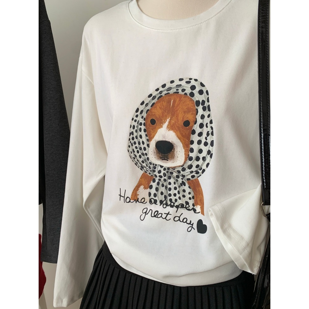101616:: 狗狗印花磨毛休閒百搭打底上衣-細節圖11