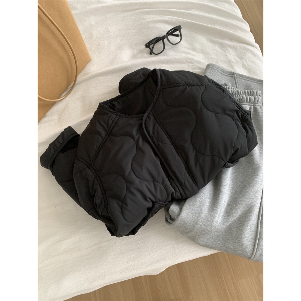 高級感! 6103＂＂ 復古加厚夾棉菱格棉長袖外套-細節圖3