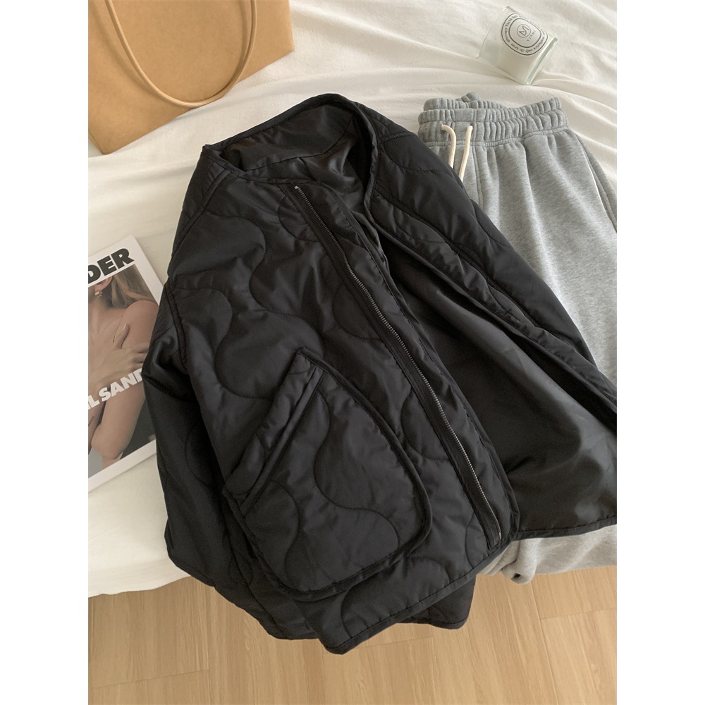 高級感! 6103＂＂ 復古加厚夾棉菱格棉長袖外套-細節圖6