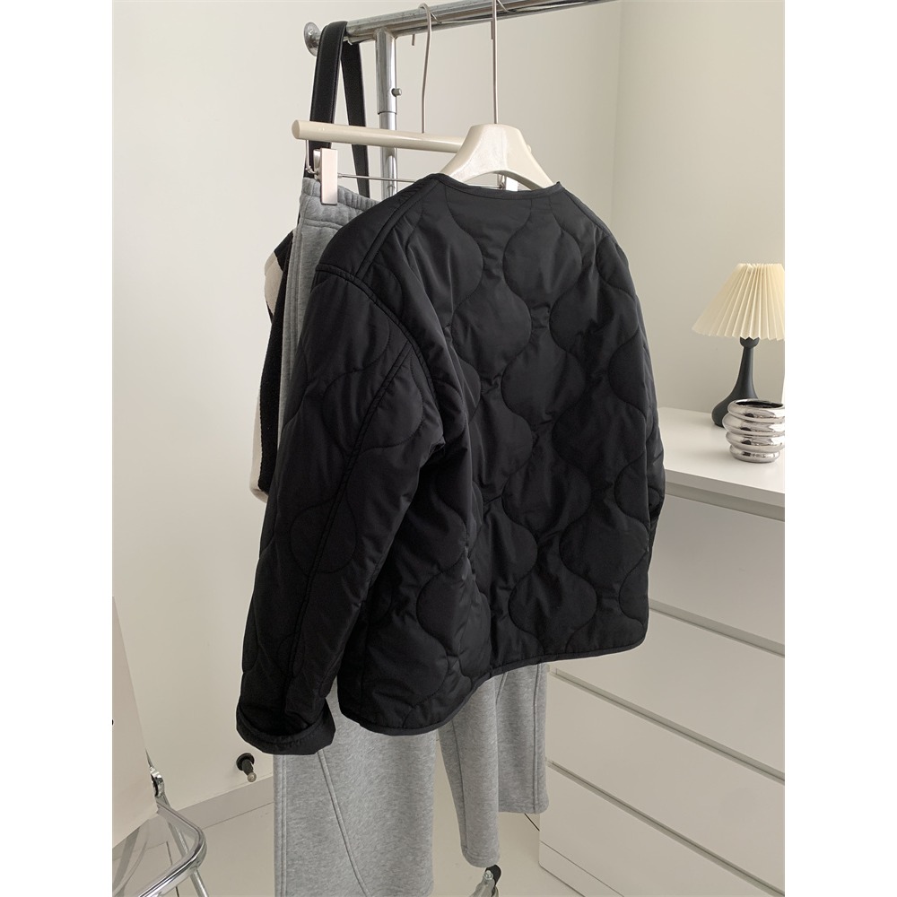 高級感! 6103＂＂ 復古加厚夾棉菱格棉長袖外套-細節圖7