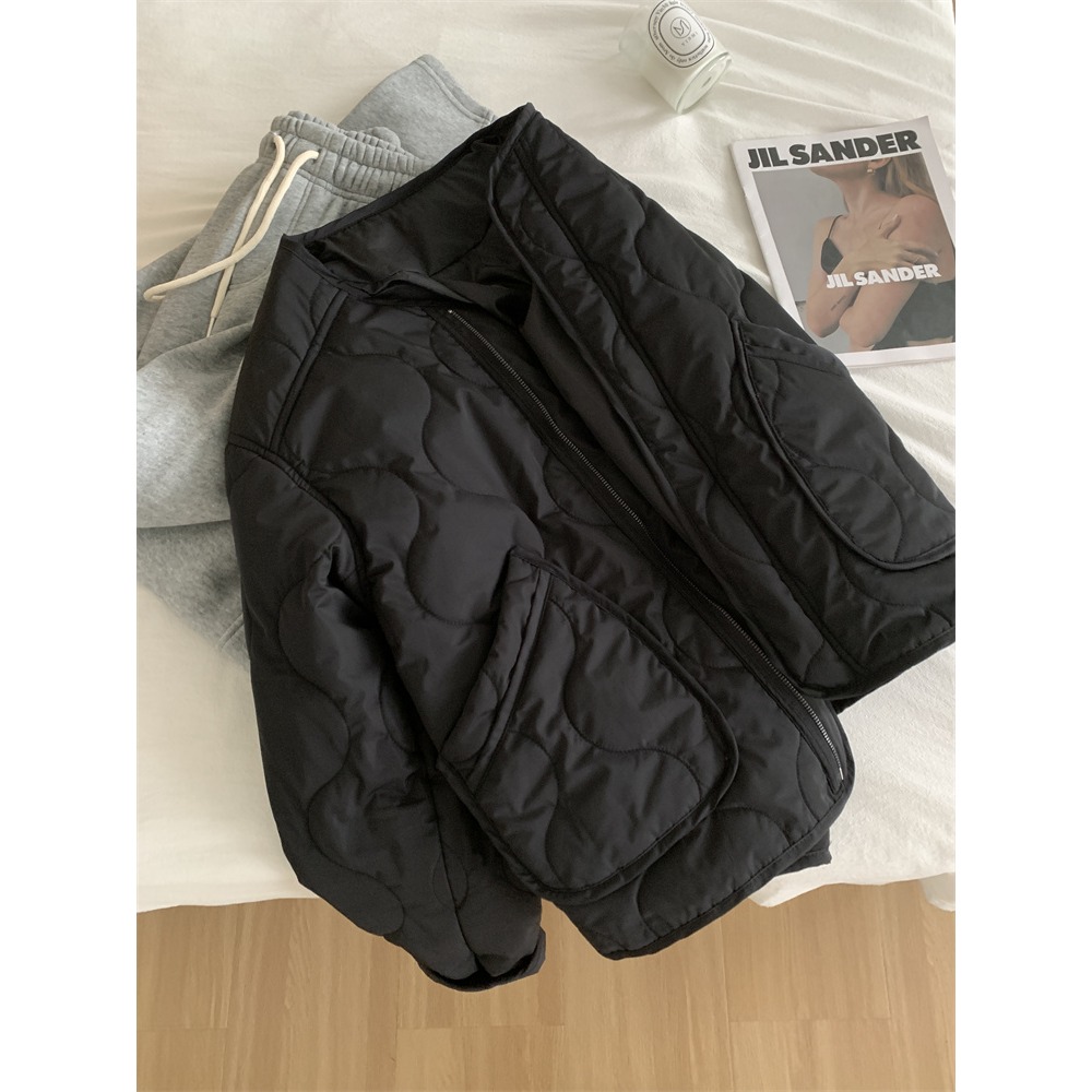 高級感! 6103＂＂ 復古加厚夾棉菱格棉長袖外套-細節圖11