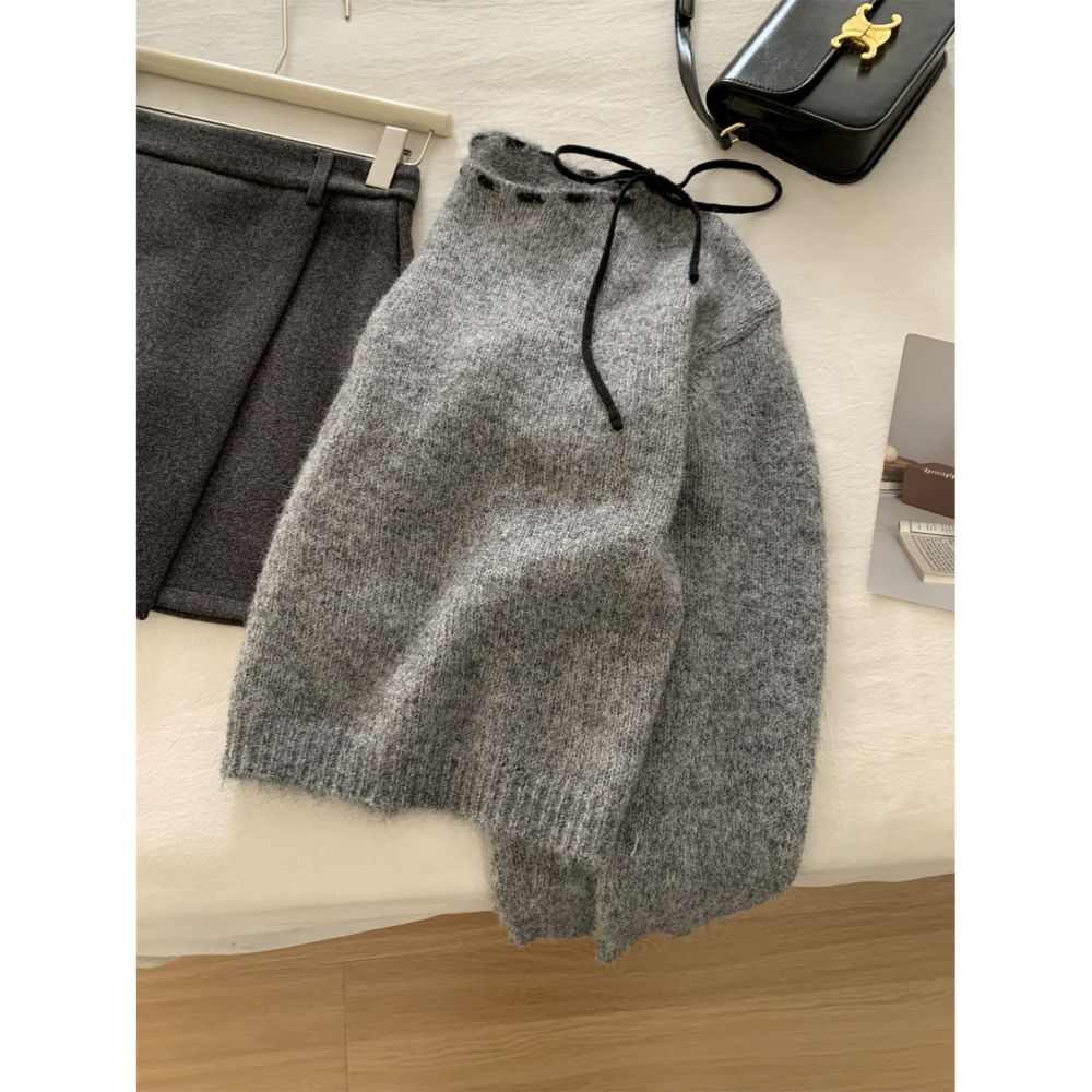 8230＂＂設計感格蕾系綁帶羊毛針織毛衣-細節圖2