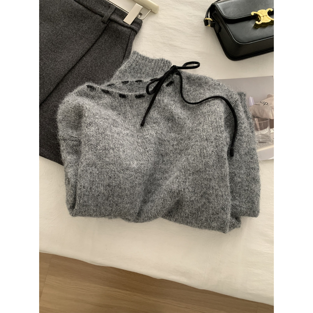 8230＂＂設計感格蕾系綁帶羊毛針織毛衣-細節圖5