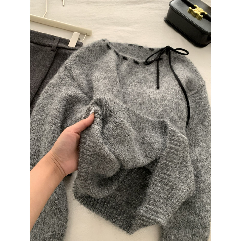 8230＂＂設計感格蕾系綁帶羊毛針織毛衣-細節圖10