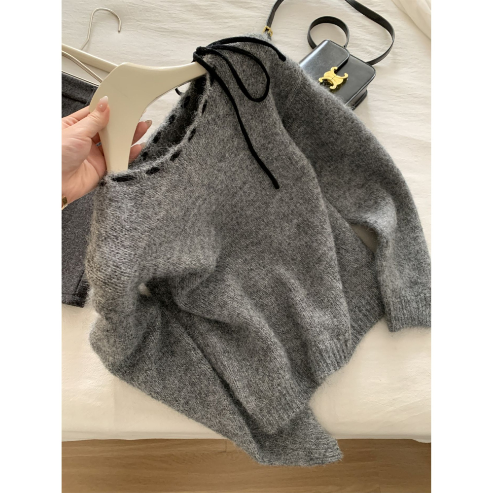 8230＂＂設計感格蕾系綁帶羊毛針織毛衣-細節圖11