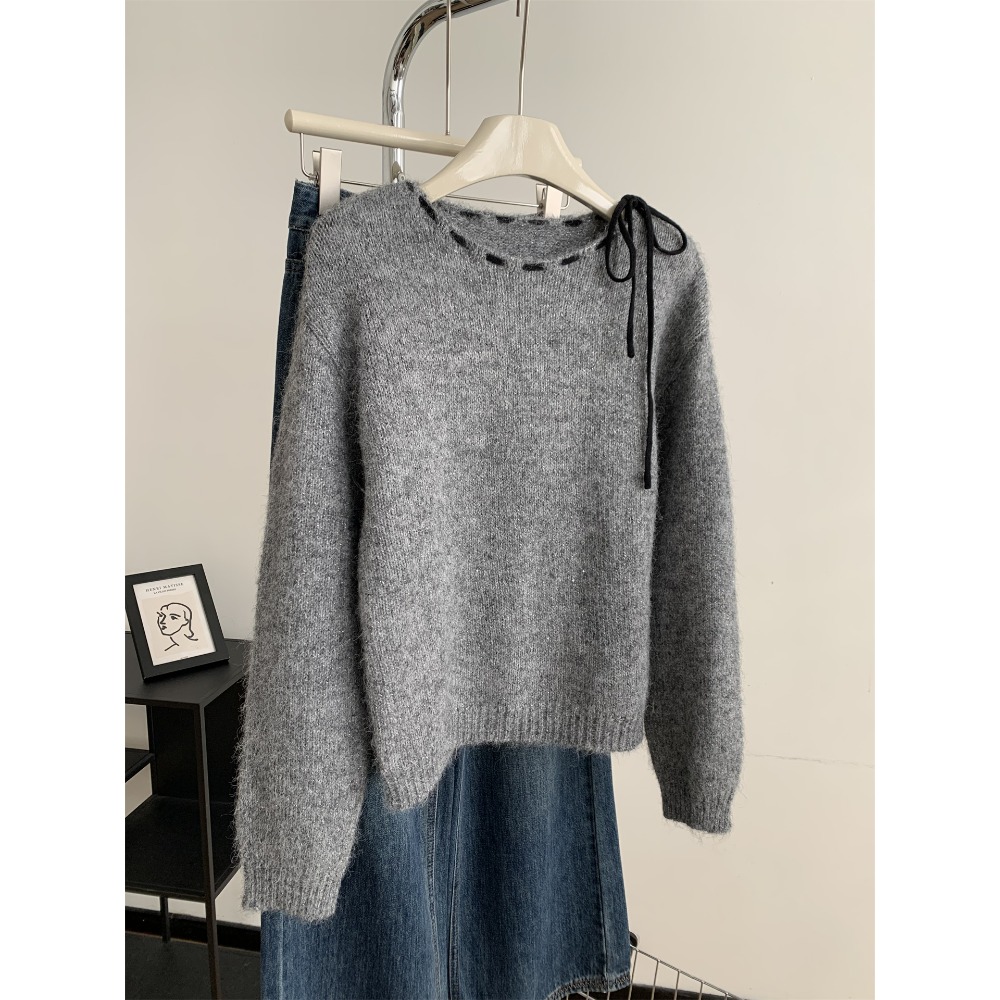 8230＂＂設計感格蕾系綁帶羊毛針織毛衣-規格圖11