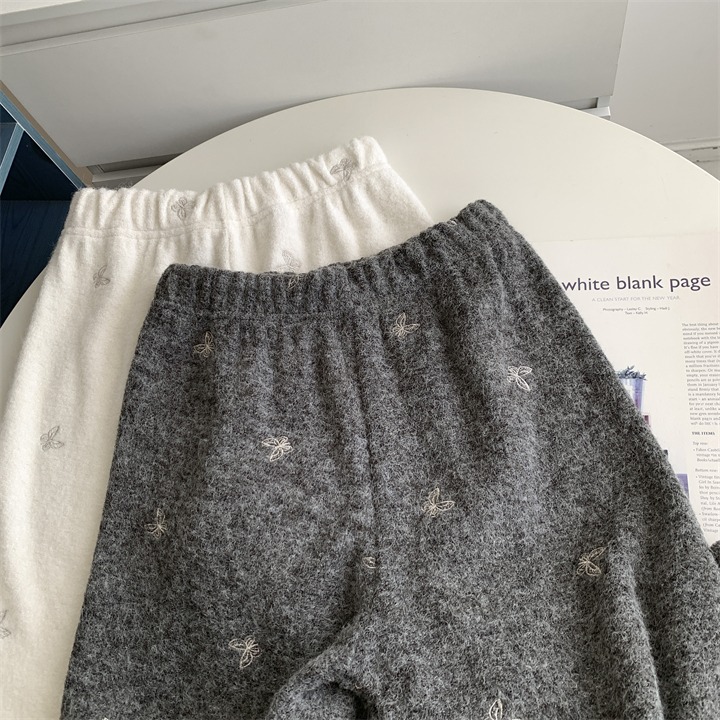 爆款推薦! 香香風 251130＂＂小香風蝴蝶結柔軟軟羊毛休閒寬鬆長褲-細節圖5