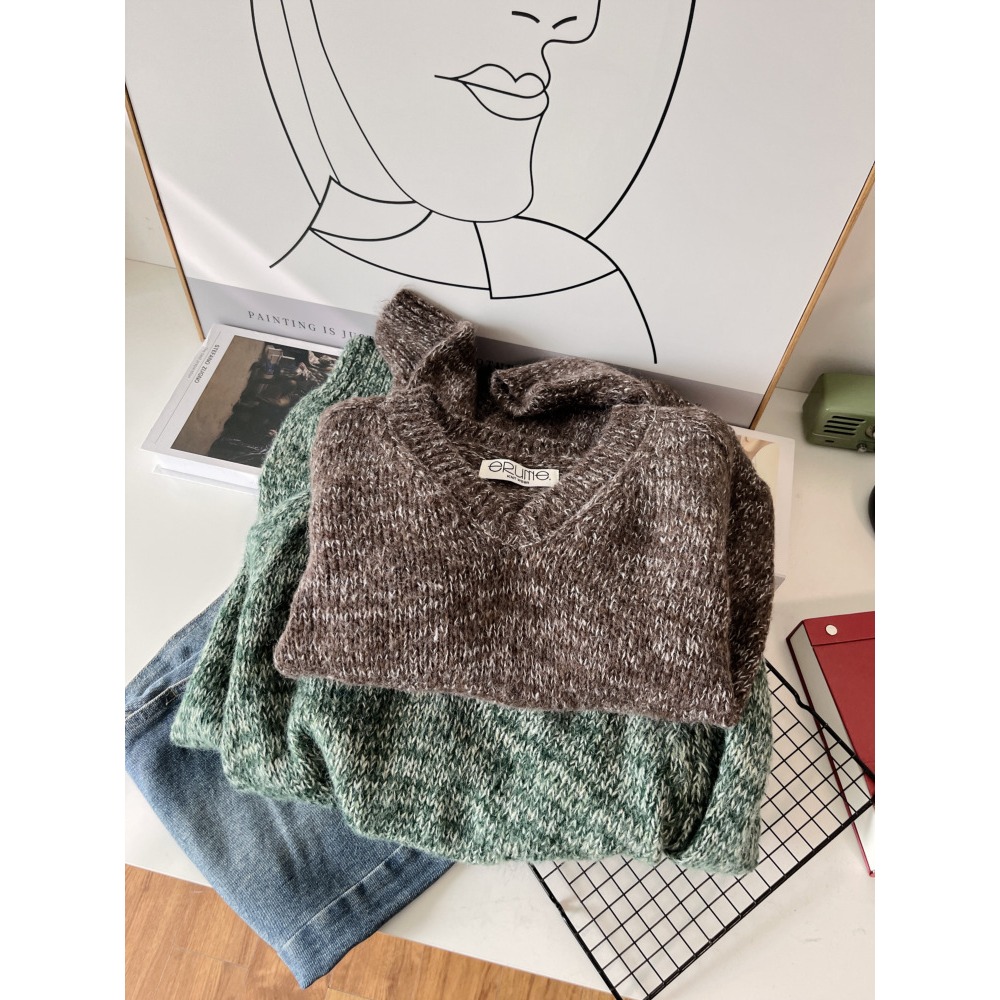 v領別緻感* 6604＂＂慵懶風寬鬆V領長款針織衫-細節圖10