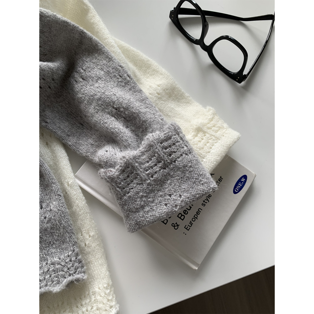 氣質復古羊毛花邊圓領針織開衫外套 單穿也可-細節圖9