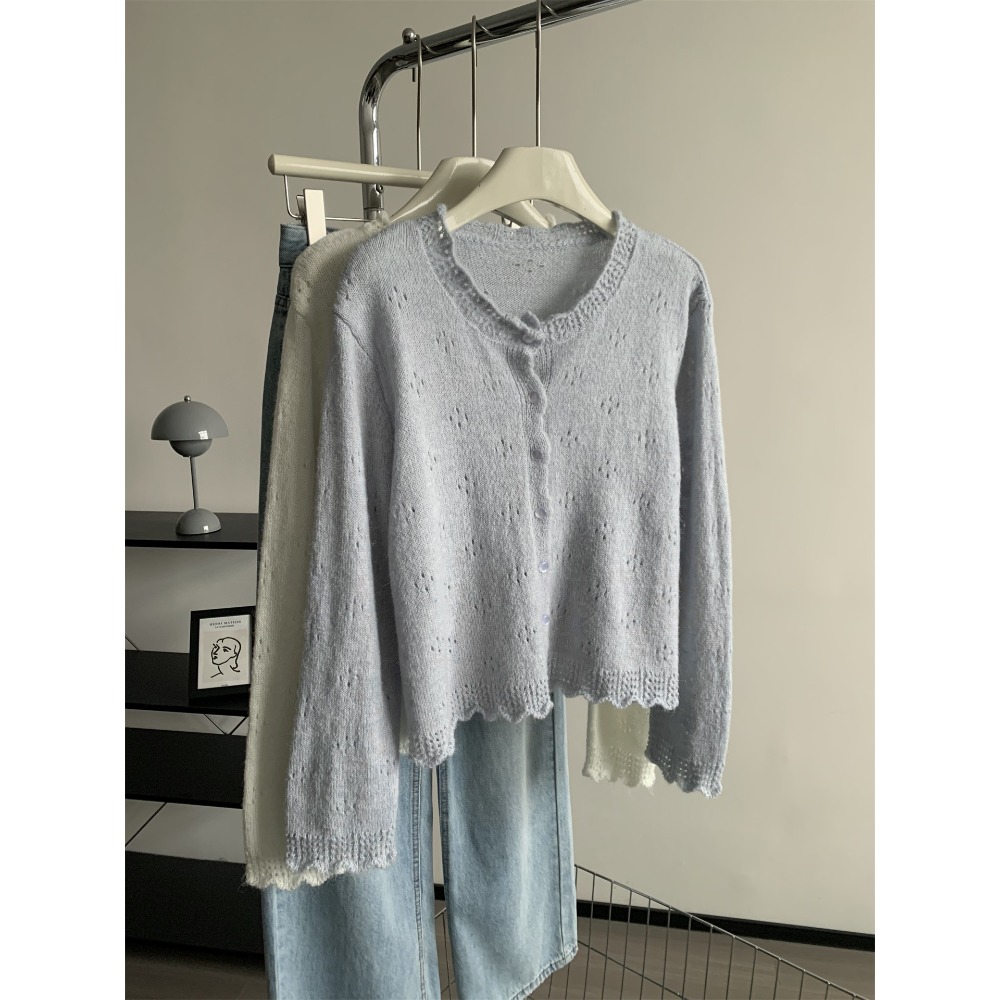 氣質復古羊毛花邊圓領針織開衫外套 單穿也可-規格圖11
