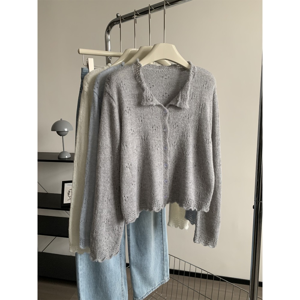 氣質復古羊毛花邊圓領針織開衫外套 單穿也可-規格圖11