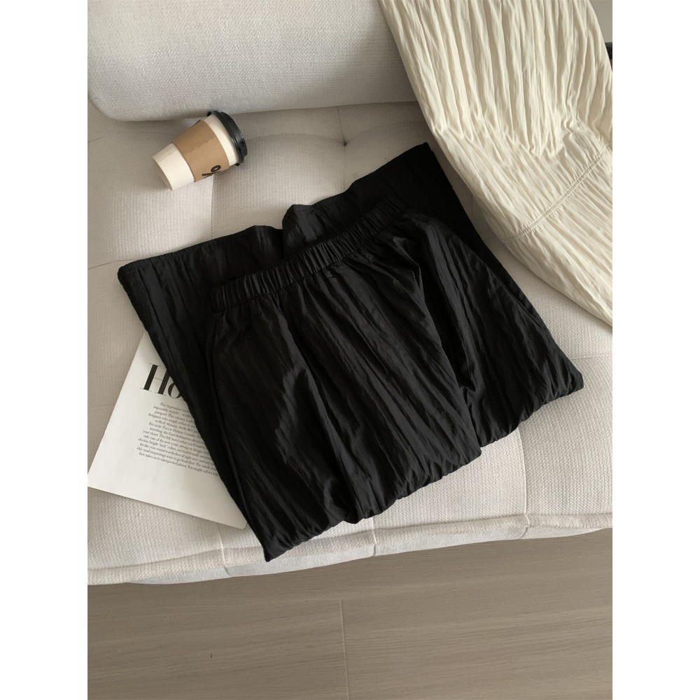 chic 慵懶韓系簡約肌理感高腰花苞半身裙 A字裙-細節圖2