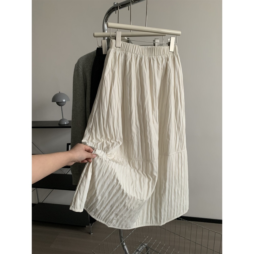 chic 慵懶韓系簡約肌理感高腰花苞半身裙 A字裙-規格圖11