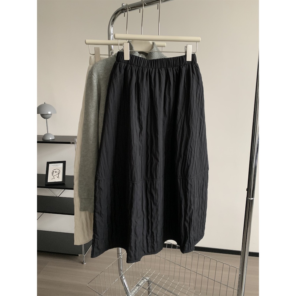 chic 慵懶韓系簡約肌理感高腰花苞半身裙 A字裙-規格圖11