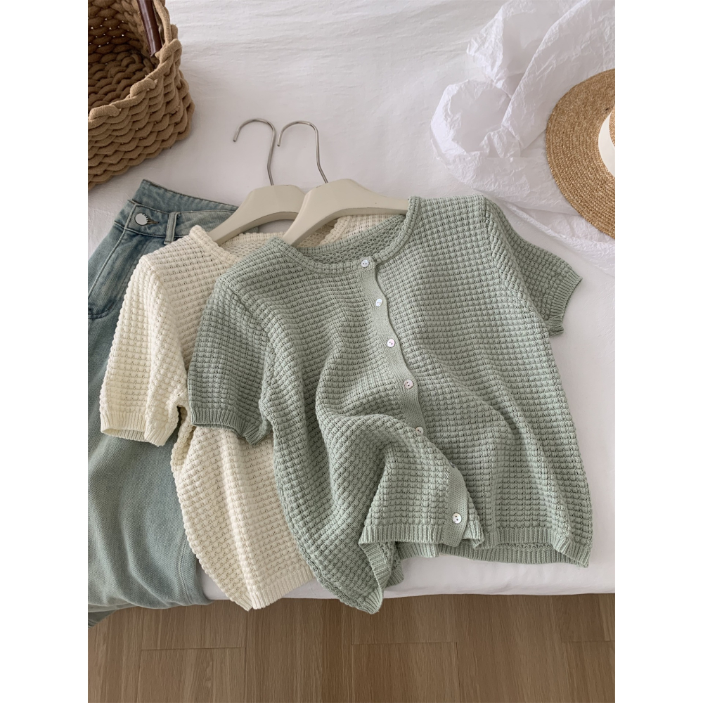 015＂＂ 文藝小清新縷空鉤花貝殼扣溫柔開衫-細節圖2